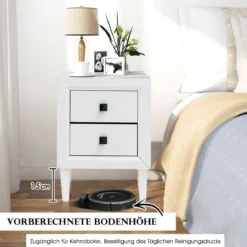 2er Set Nachttische Holz Beistelltisch mit 2 Schubladen Kaffeetisch modern Sofatisch Weiß