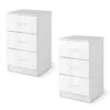 2er Set Nachttisch mit 3 Schubladen Nachtschrank 37,1 x 34,2 x 66,5 cm Weiß