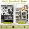 2er Set Nischenregal Schmal 3 Ebenen Standregal 33 x 33 x 70 cm Weiß