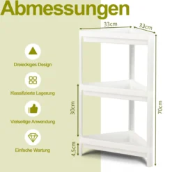2er Set Nischenregal Schmal 3 Ebenen Standregal 33 x 33 x 70 cm Weiß