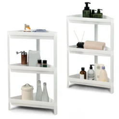 2er Set Nischenregal Schmal 3 Ebenen Standregal 33 x 33 x 70 cm Weiß