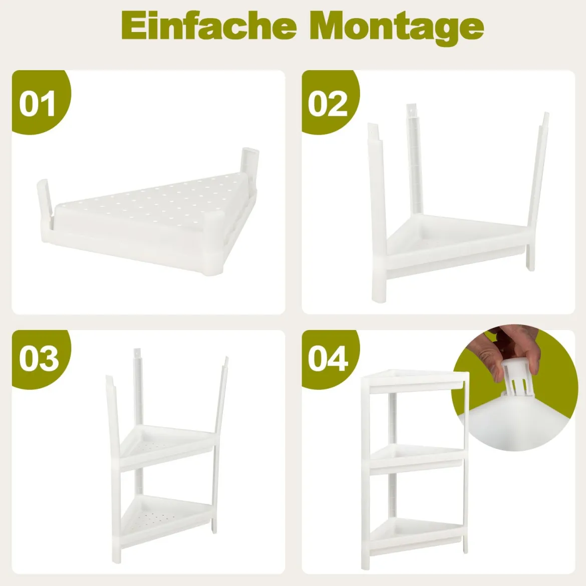 2er Set Nischenregal Schmal 3 Ebenen Standregal 33 x 33 x 70 cm Weiß