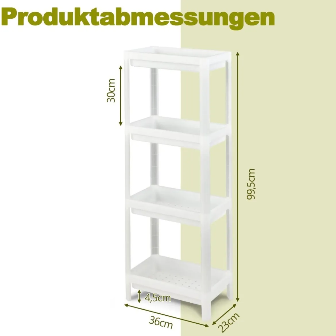 2er Set Nischenregal Schmal 4-Tier Slim Storage Cart Küchen-Organizer 36 x 23 x 99,5 cm Weiß