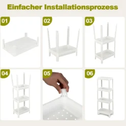 2er Set Nischenregal Schmal 4-Tier Slim Storage Cart Küchen-Organizer 36 x 23 x 99,5 cm Weiß