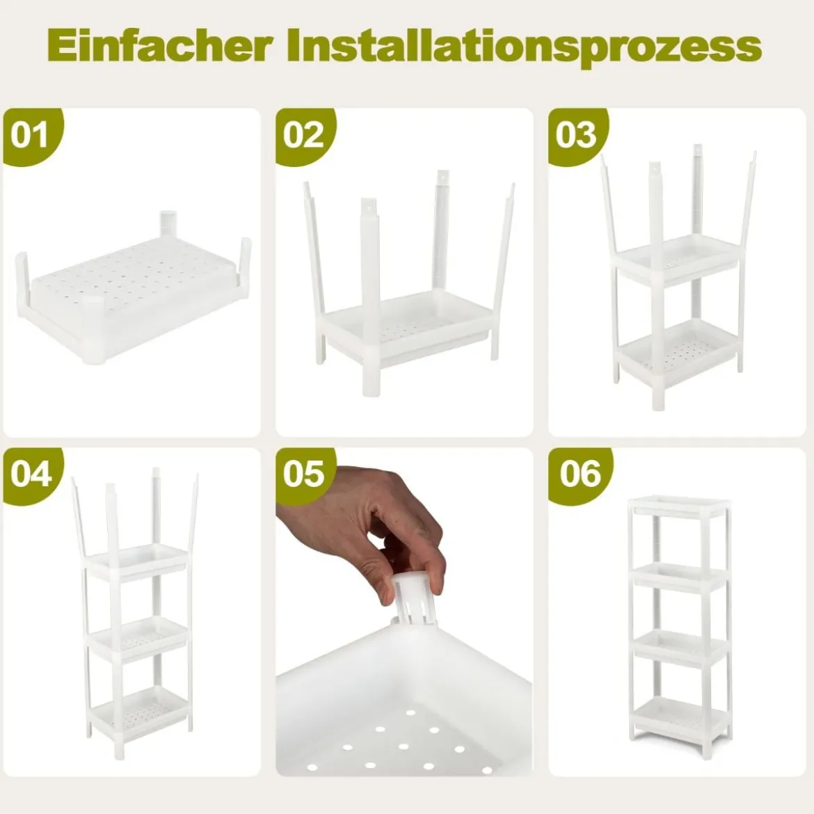 2er Set Nischenregal Schmal 4-Tier Slim Storage Cart Küchen-Organizer 36 x 23 x 99,5 cm Weiß