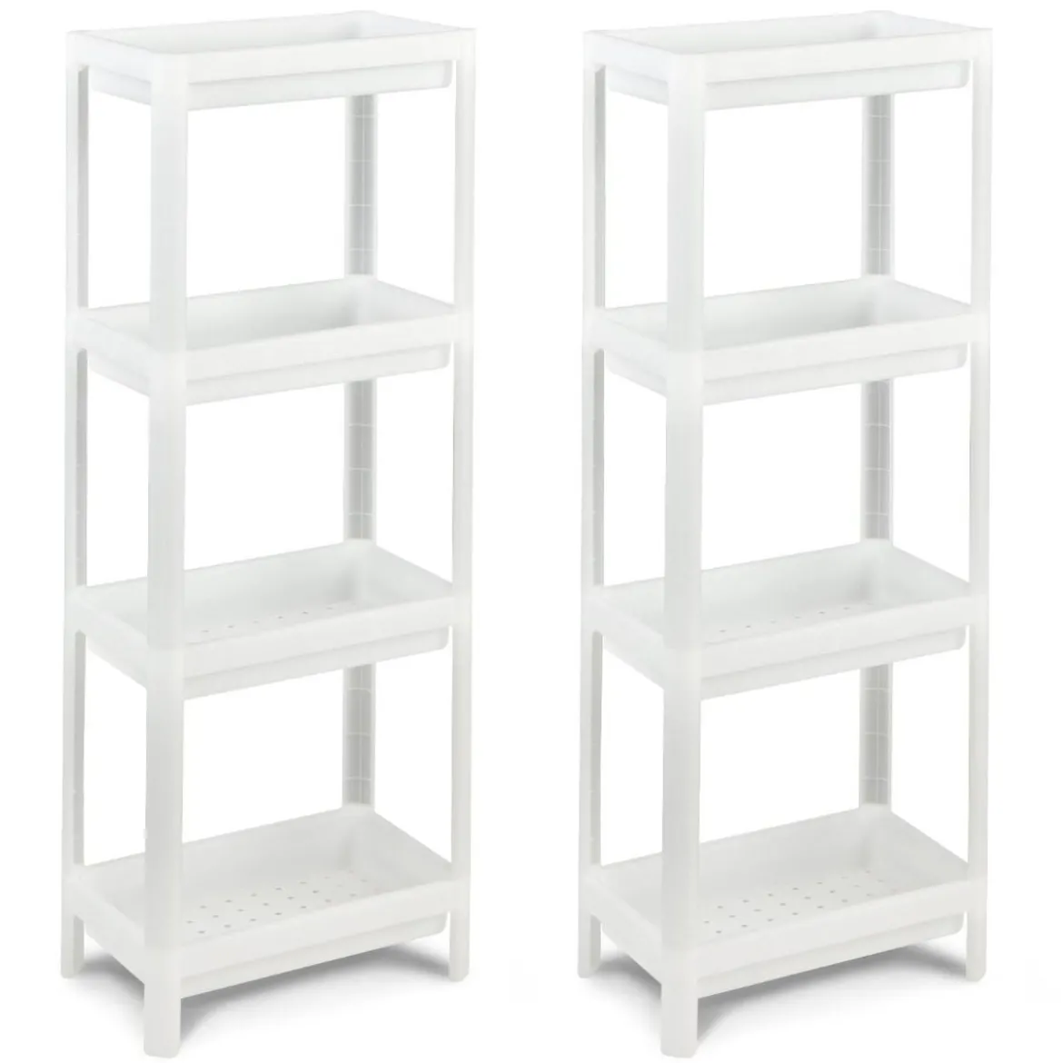 2er Set Nischenregal Schmal 4-Tier Slim Storage Cart Küchen-Organizer 36 x 23 x 99,5 cm Weiß