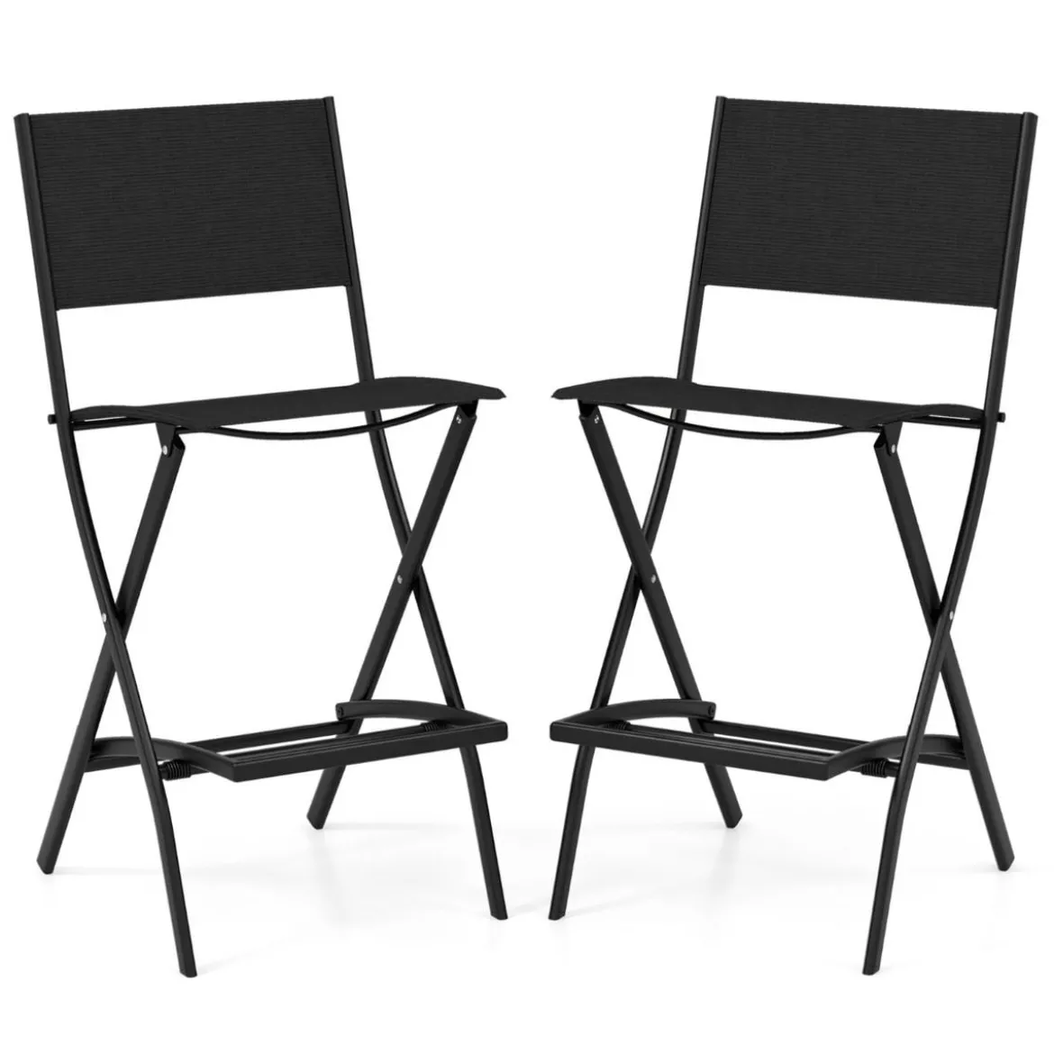 2er Set Outdoor Barhocker klappbare Barstühle mit Rückenlehne und Fußstütze Blau/Kaffee/Schwarz