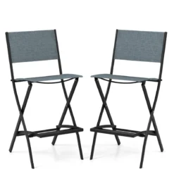 2er Set Outdoor Barhocker klappbare Barstühle mit Rückenlehne und Fußstütze Blau/Kaffee/Schwarz
