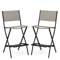 2er Set Outdoor Barhocker klappbare Barstühle mit Rückenlehne und Fußstütze Blau/Kaffee/Schwarz