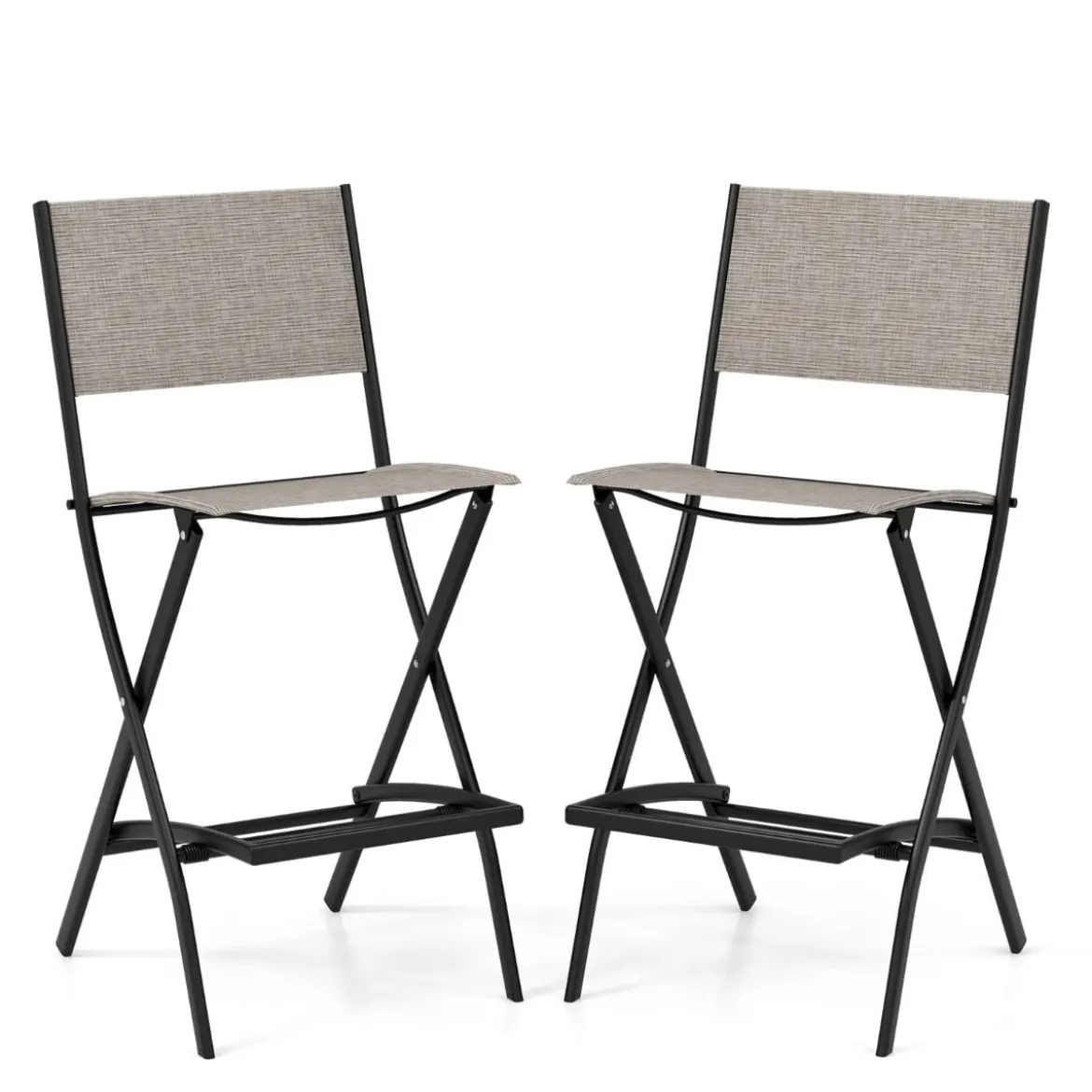 2er Set Outdoor Barhocker klappbare Barstühle mit Rückenlehne und Fußstütze Blau/Kaffee/Schwarz