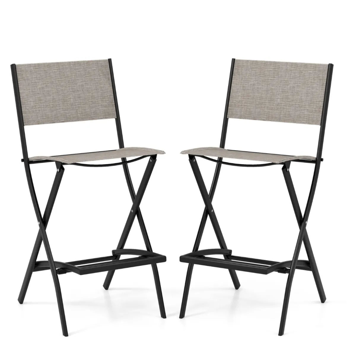 2er Set Outdoor Barhocker klappbare Barstühle mit Rückenlehne und Fußstütze Blau/Kaffee/Schwarz
