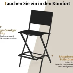 2er Set Outdoor Barhocker klappbare Barstühle mit Rückenlehne und Fußstütze Blau/Kaffee/Schwarz