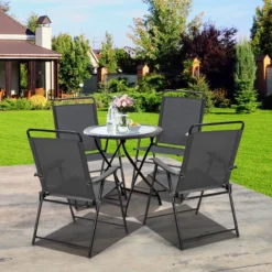 4er Set Outdoor-Klappstühlen mit Atmungsaktivem Stoff & Rutschfesten Fußpolstern Terrassenstuhl