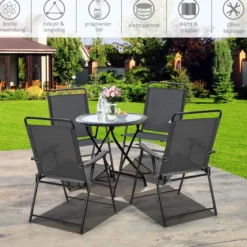 4er Set Outdoor-Klappstühlen mit Atmungsaktivem Stoff & Rutschfesten Fußpolstern Terrassenstuhl