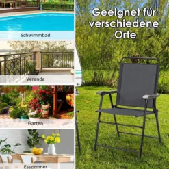 4er Set Outdoor-Klappstühlen mit Atmungsaktivem Stoff & Rutschfesten Fußpolstern Terrassenstuhl