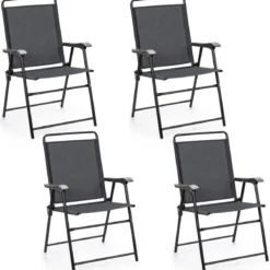4er Set Outdoor-Klappstühlen mit Atmungsaktivem Stoff & Rutschfesten Fußpolstern Terrassenstuhl