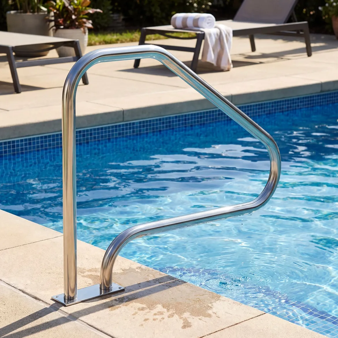 2er Set Pool Handlauf mit Griffabdeckung 304 Edelstahl Einstiegshilfe 250 kg Tragfähigkeit Schwimmbad Haltegriff