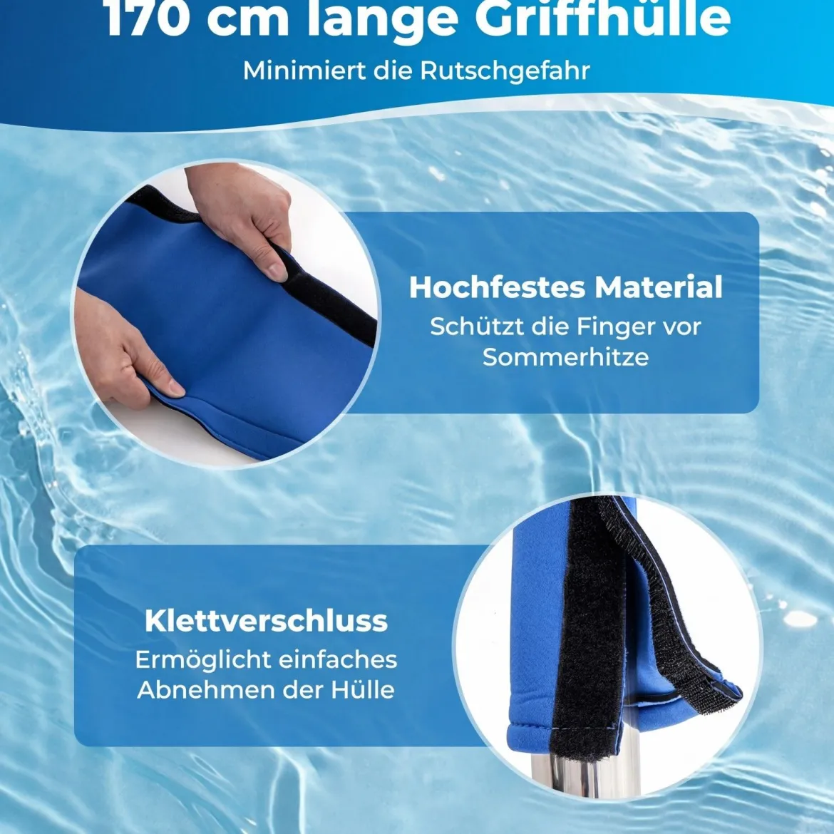 2er Set Pool Handlauf mit Griffabdeckung 304 Edelstahl Einstiegshilfe 250 kg Tragfähigkeit Schwimmbad Haltegriff