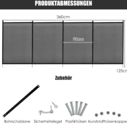 3er Set Poolzaun Kinderschutzzaun Schutzzaun Poolschutzaun Teichzaun 366 x 122 cm