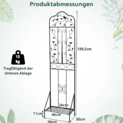 2er Set Rankgitter Metall 3 in 1 dekorativer Gartenzaun & Blumenregal & Pflanzstütze Schwarz