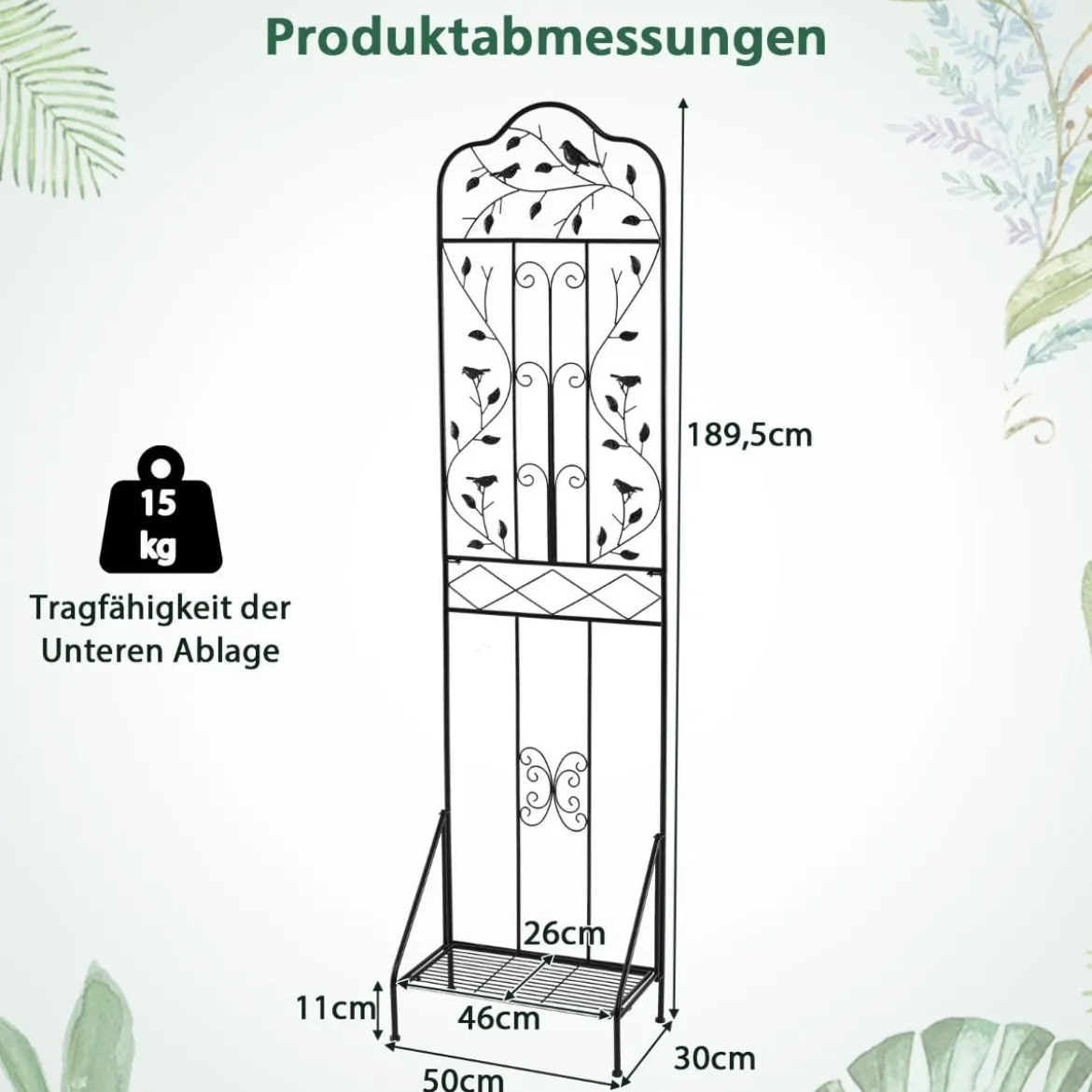 2er Set Rankgitter Metall 3 in 1 dekorativer Gartenzaun & Blumenregal & Pflanzstütze Schwarz