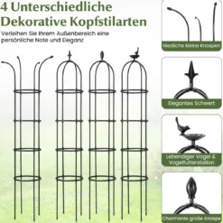 2er Set Rankhilfe Obelisk 176 cm Rankobelisk aus beschichtetes Metall Schwarz