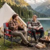 2er Set Regiestuhl Klappbar Campingstuhl mit Mesh-Ablage Getränkehalter & Flaschenöffner bis 150 kg Belastbar Rot
