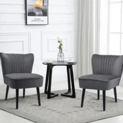 2er Set Relaxsessel mit hoher Rückenlehne & breitem gepolstertem Sitz Armlehnestuhl modern Grau
