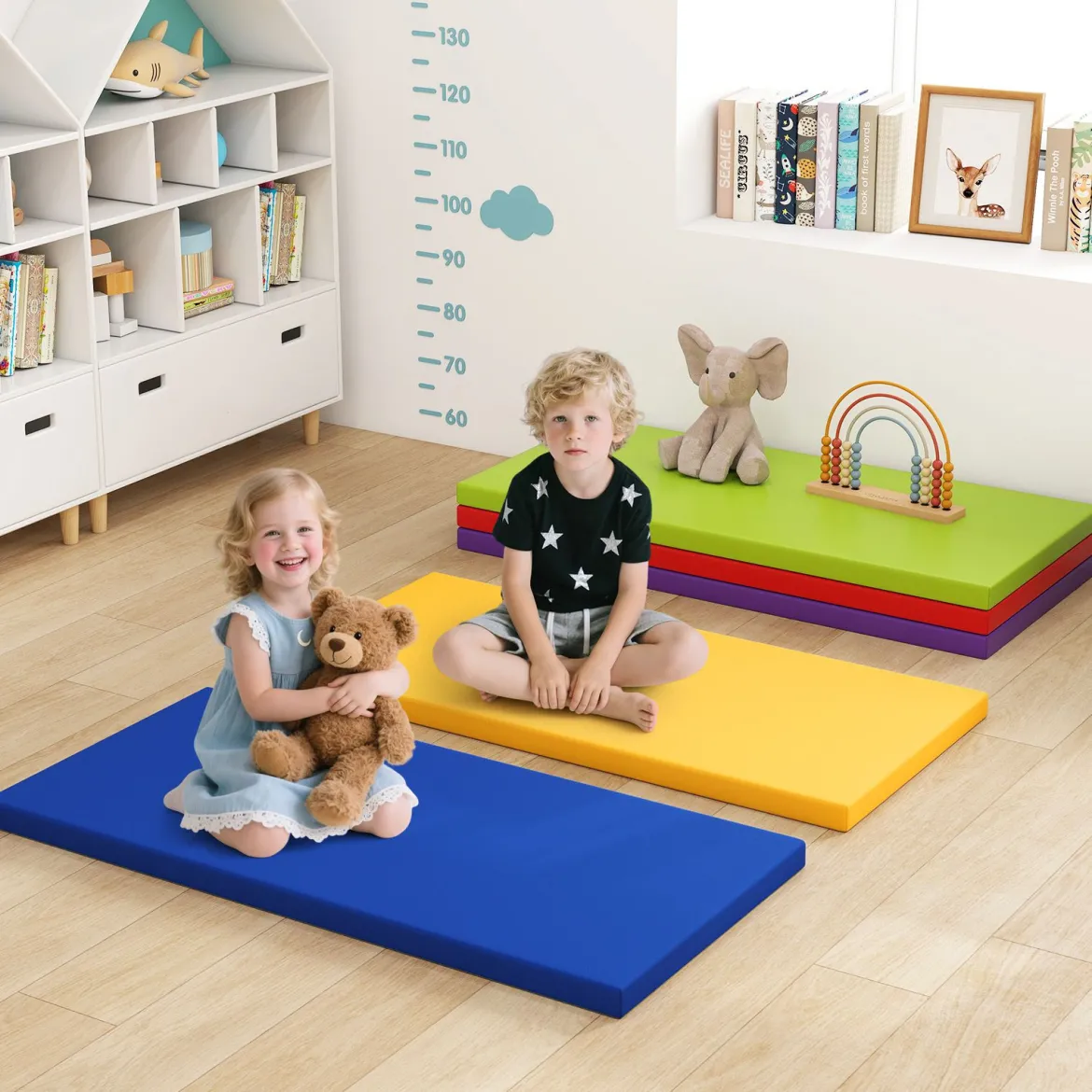5er-Set Ruhematten für Kinder dicke Schaumstoff-Mittagsschlafmatten für den Boden Bunt
