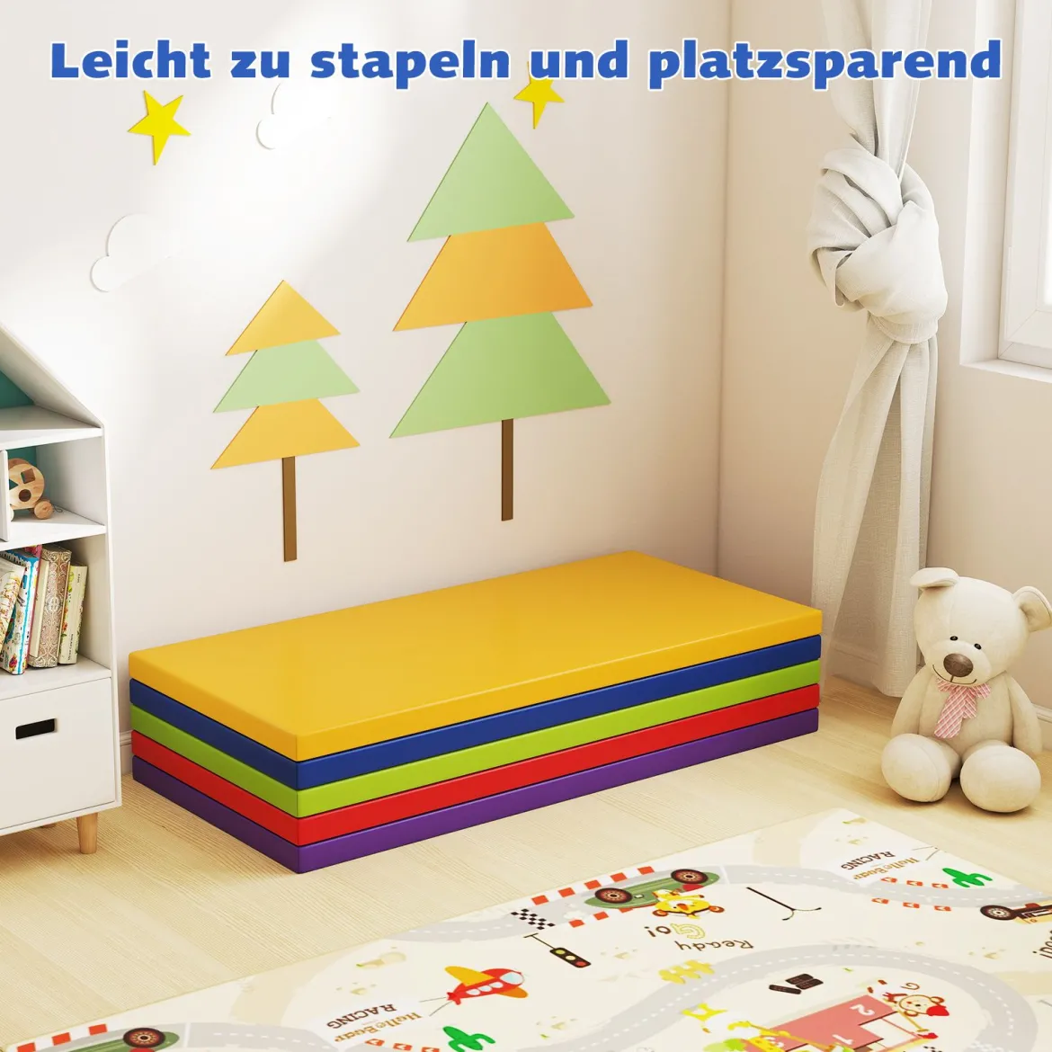 5er-Set Ruhematten für Kinder dicke Schaumstoff-Mittagsschlafmatten für den Boden Bunt