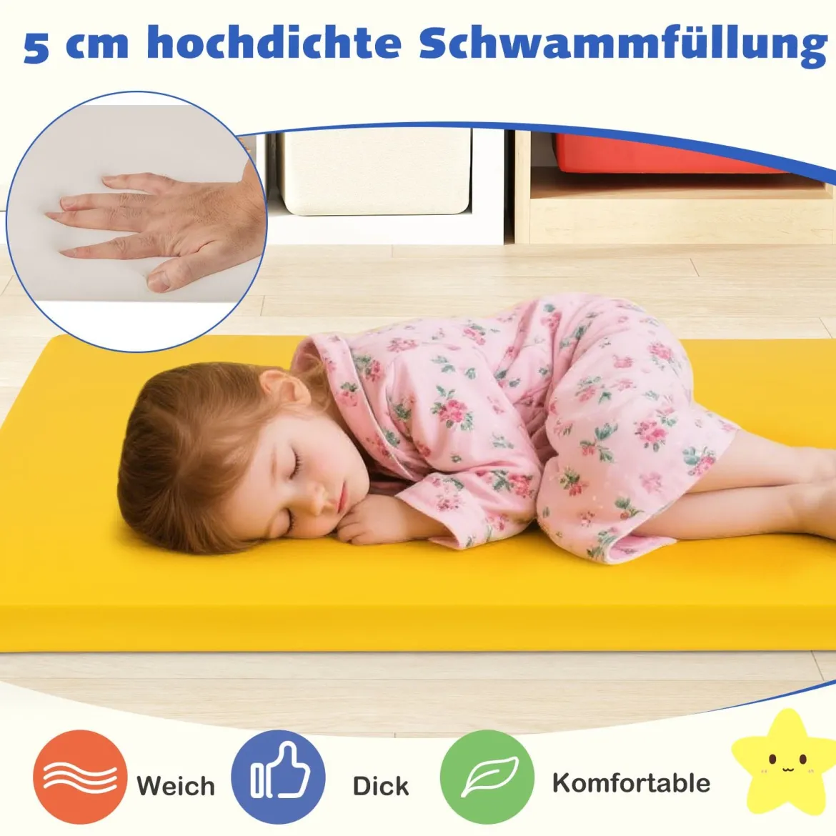 5er-Set Ruhematten für Kinder dicke Schaumstoff-Mittagsschlafmatten für den Boden Bunt
