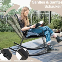2er Set Schaukelstühle mit Atmungsaktivem Stoffsitz Ergonomische Terrassenstühle