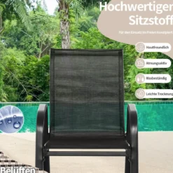 2er Set Schaukelstühle mit Atmungsaktivem Stoffsitz Ergonomische Terrassenstühle