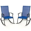 2er Set Schaukelstühle Schaukelsessel mit hoher Rückenlehne und atmungsaktivem Sitzstoff 102 x 68 x 100 cm Marineblau + Schwarz