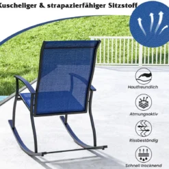 2er Set Schaukelstühle Schaukelsessel mit hoher Rückenlehne und atmungsaktivem Sitzstoff 102 x 68 x 100 cm Marineblau + Schwarz