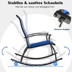 2er Set Schaukelstühle Schaukelsessel mit hoher Rückenlehne und atmungsaktivem Sitzstoff 102 x 68 x 100 cm Marineblau + Schwarz