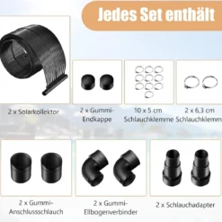 2er Set Schwimmbeckenheizung 500 x 75 cm Solarkollektorplatten für 21500 L Unterirdische und Oberirdische Pools