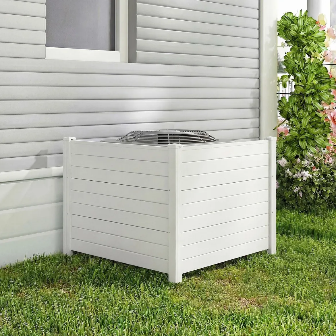 2er Set Sichtschutzzaun Gartenzaun mit 2 Paneelen wetterfester Lamellenzaun mit 3 Pfählen Weiß