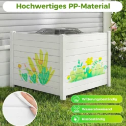 2er Set Sichtschutzzaun Gartenzaun mit 2 Paneelen wetterfester Lamellenzaun mit 3 Pfählen Weiß