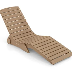 2er Set Sonnenliege aus HDPE Ergonomische Gartenliege in S Form Wetterfester Strandliege mit Rollen Braun
