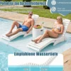 2er Set Sonnenliege aus HDPE Ergonomische Gartenliege in S Form Wetterfester Strandliege mit Rollen Weiß