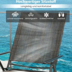 2er Set Sonnenliege klappbar Gartenliege mit verstellbarer Rückenlehne Grau/Braun/Schwarz