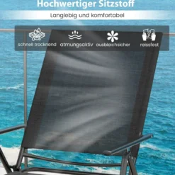 2er Set Sonnenliege klappbar Gartenliege mit verstellbarer Rückenlehne Grau/Braun/Schwarz