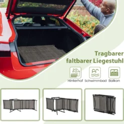 2er Set Sonnenliege klappbar Gartenliege mit verstellbarer Rückenlehne Grau/Braun/Schwarz