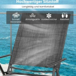 2er Set Sonnenliege klappbar Gartenliege mit verstellbarer Rückenlehne Grau/Braun/Schwarz
