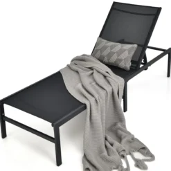 2er Set Sonnenliegestuhl für Außenbereich Anpassbarer Liegestuhl 64 x 198 x 67 - 103 cm Schwarz