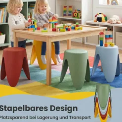 8er Set stapelbare Hocker 46 cm hohe verschachtelbare Kunststoffhocker tragbare Rückenfreie Stühle Bunt