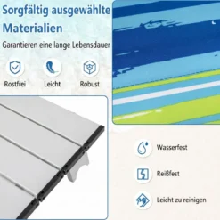 2er Set Strandstühle mit Tisch Klappbare Campingstühle mit Verstellbarer Rückenlehne