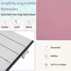 2er Set Strandstühle mit Tisch Klappbare Campingstühle mit Verstellbarer Rückenlehne