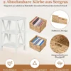 2er Set 3-stufiger Nachttisch mit 2 Seegraskörben & X-Design Schmaler Beistelltisch Weiß